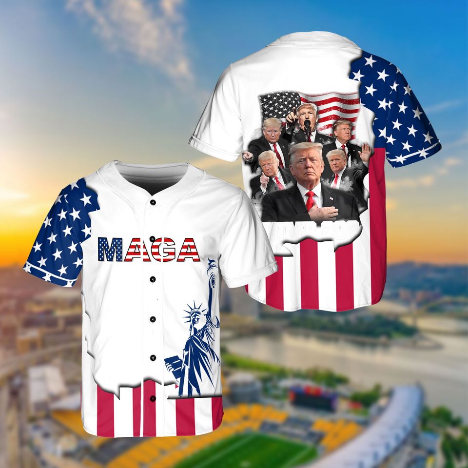 President Donald Trump Never Surrender Jersey, 4th Of July Baseball Jersey, 47th President Trump Support, Voting For A Felon 2024 Jersey