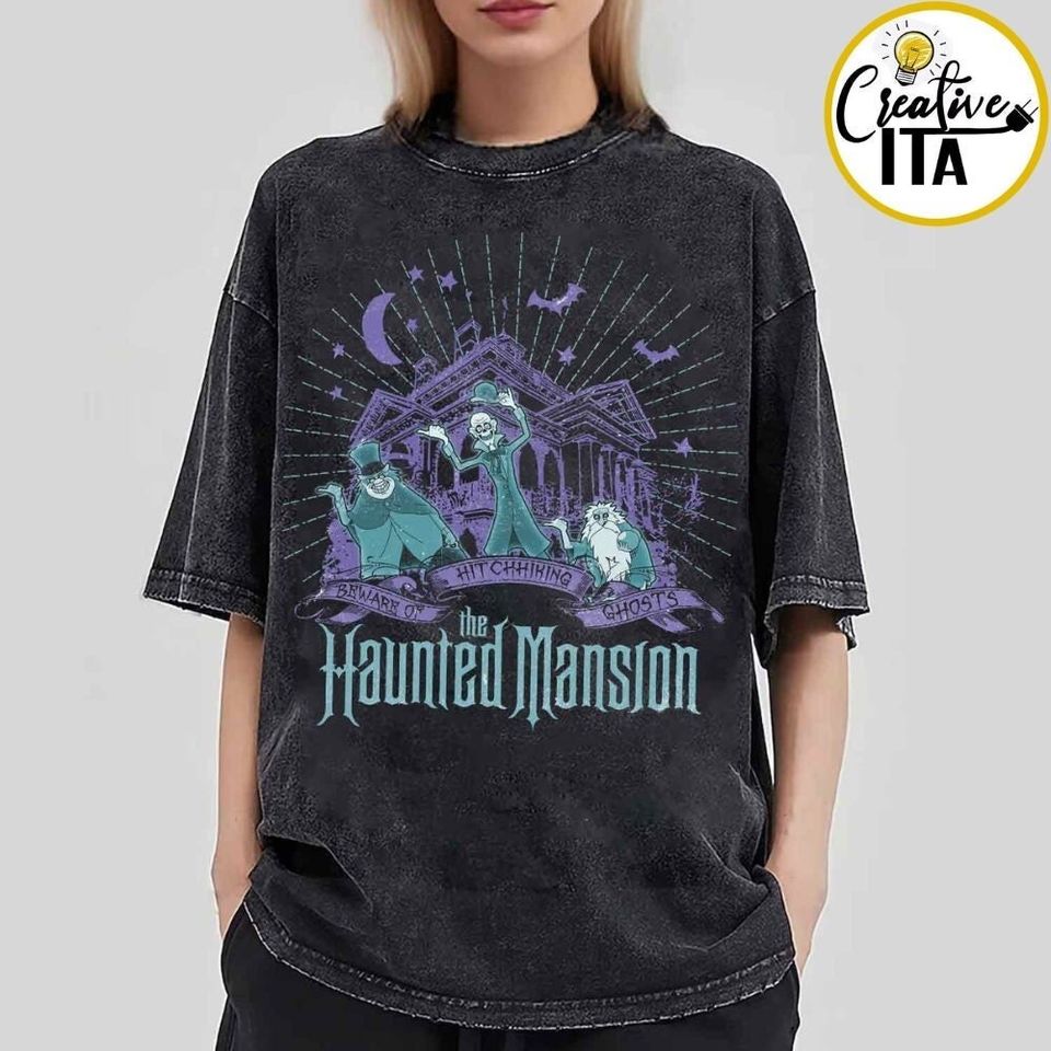 Beware of Hitchhiking Ghosts The Haunted Mansion Disney Halloween Shirt, Vintage Welcome Foolish Mortal, WDW Disneyland Family Halloween Tee