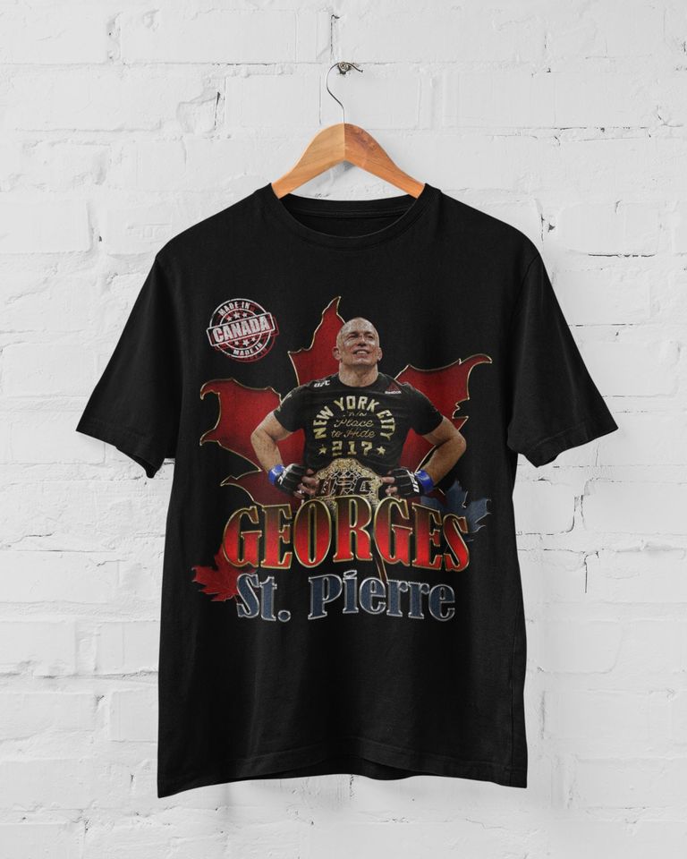 Georges St Pierre MMA Vintage 90s Retro Graphic Collage T-Shirt, Sport Short Sleeve Cotton T-Shirt, Gift For Men