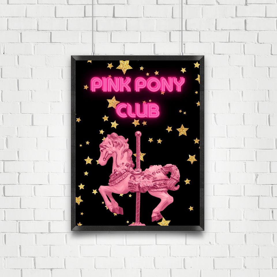 Pink Pony Club Poster, Chappell Roan Wall Art, Midwest Princess, Pink Pony Club Music Poster, Feminine Wall Art, Horse Art, Print on Demand