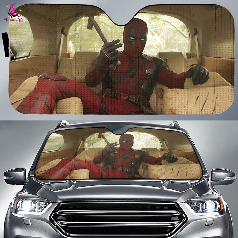 Deadpool Car Sunshade | Wolverine and Deadpool Car Sun Shade | Deadpool 3 Movie Car Sun Shade Car Windshield Auto Sun Shade