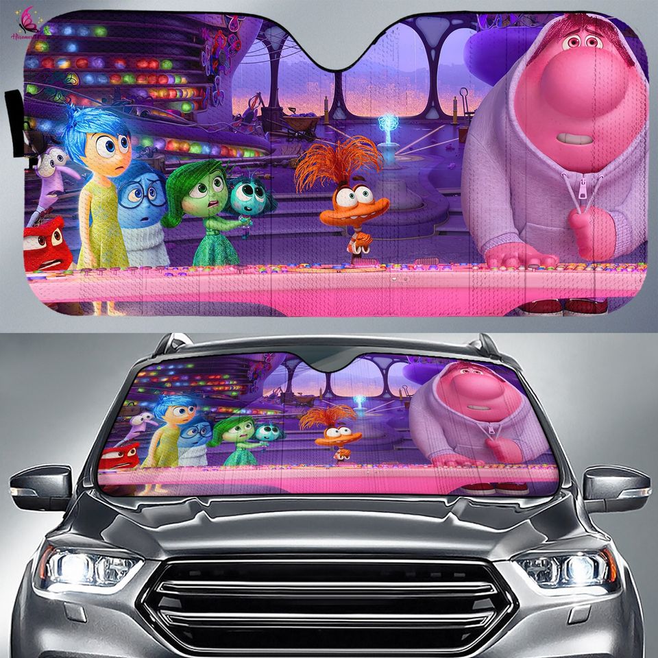 Inside Out Cars Windshield, Inside Out 2 Cars Sunshade, Anxiety Cars Accessories, Sun Shade for Cars, Pixar Inside Out Car Sun Shade
