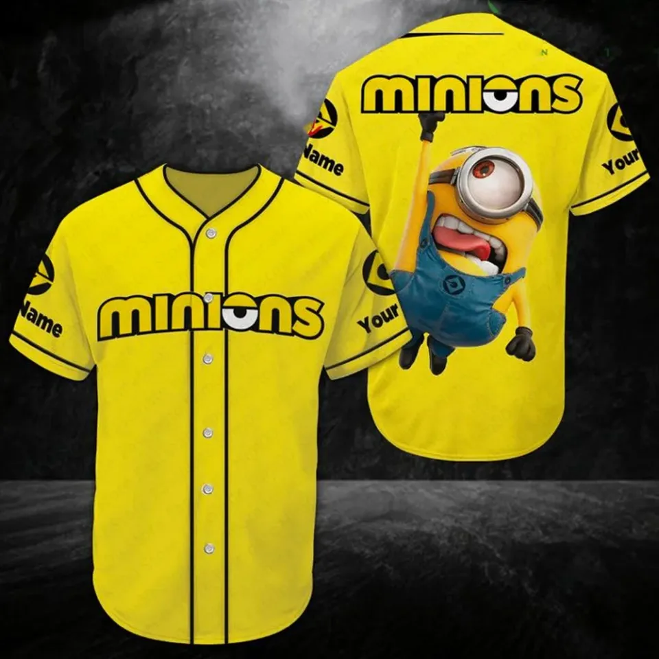 Funny Stutart from Despicable Me Baseball Jersey, Summer Cotton Short Sleeve Shirt, Cute Gifts for Fans, Cartoon Men Clothing for Men, Women and Kids