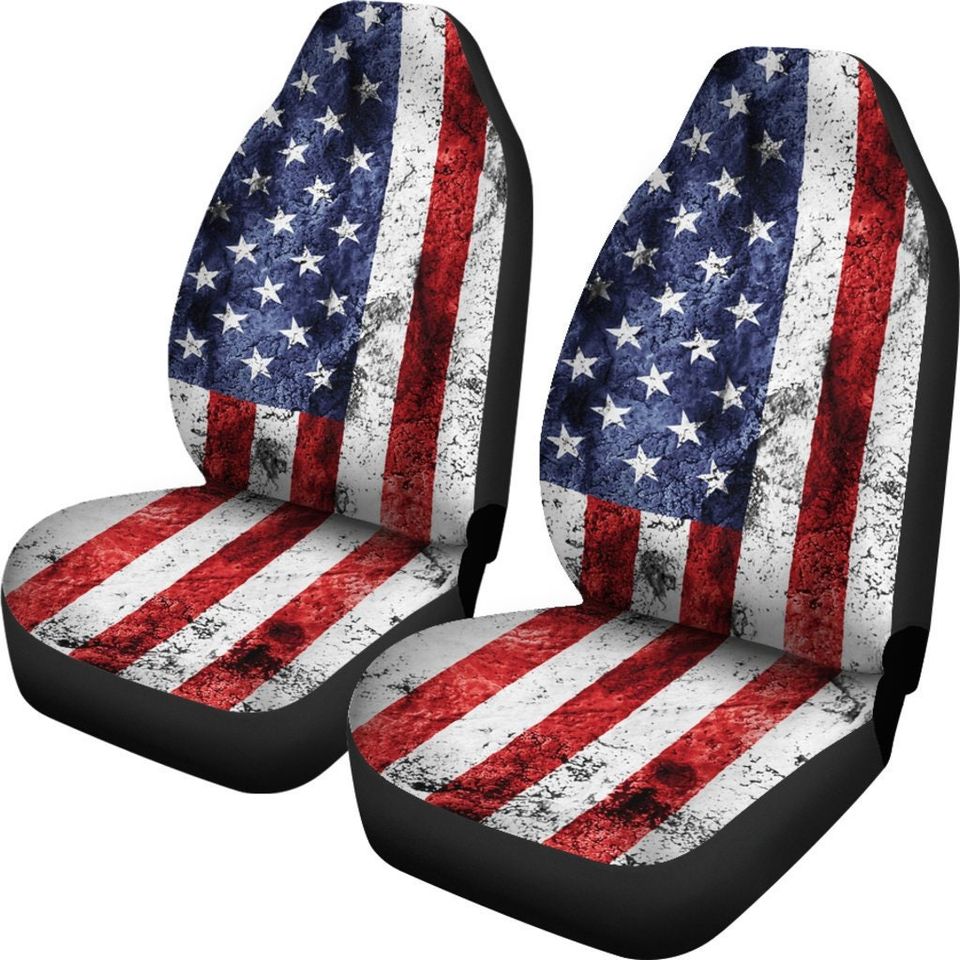 USA Car Seat Covers  / USA Flag 2 Front Car Seat Covers / Car Seat Covers / Car Seat Protector / Car Accessory