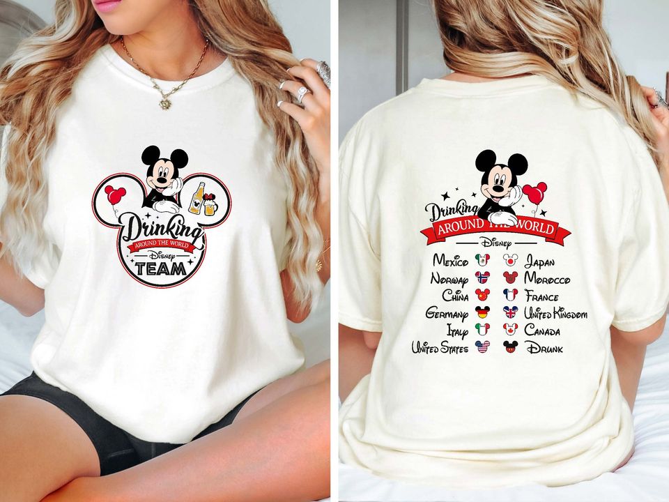 Mickey Mouse Drinking Disney Team Shirt, Epcot Drinking Around The World Tee, Disney World Food and Wine Festival Shirt, Disneyland Trip Tee