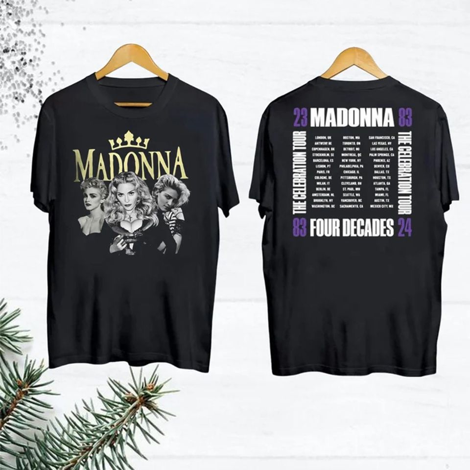 2024 Tour Madonna The Celebration T-Shirt, Madonna 90s Vintage Shirt, Four Decades Tour Shirt, Cotton Short Sleeve Tee, Music Lover Gift