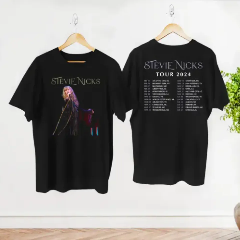 90s Vintage Stevie Nicks Shirt, 2024 Stevie Nicks Tour Live In Concert Shirt, Cotton Short Sleeve Tee, Music Lover Gift