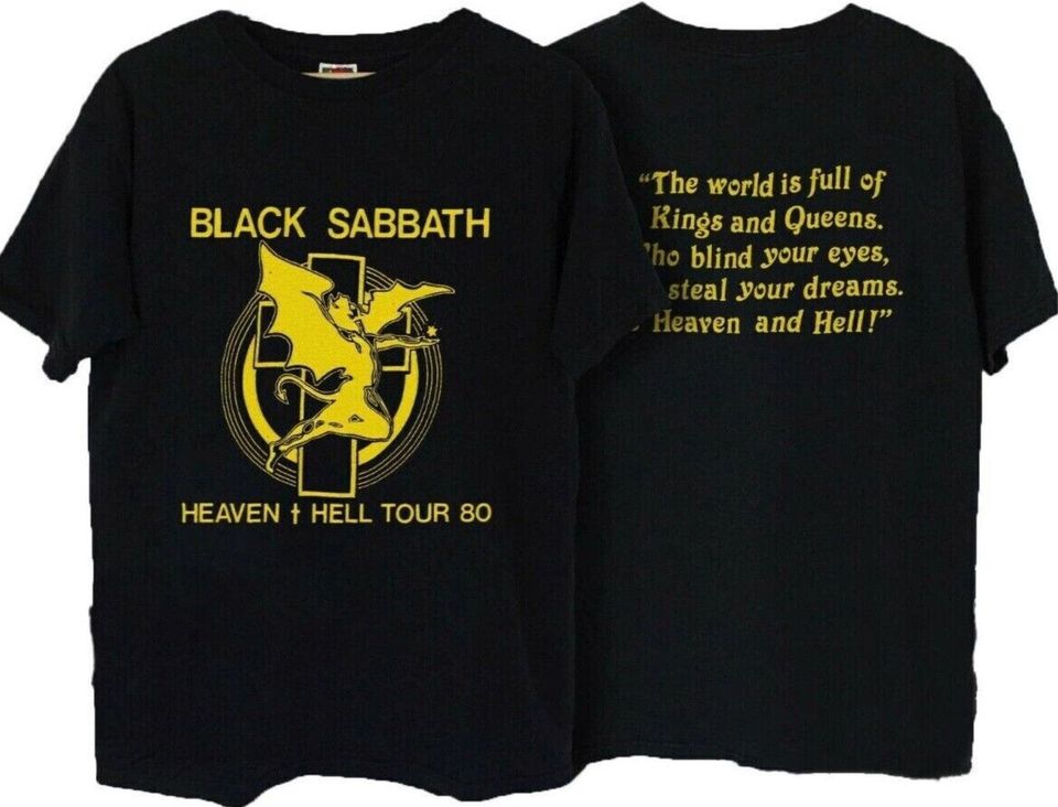 vintage 1980 Black Sabbath heaven and hell tour t-shirt, Vintage 90s Coton T-shirt, Unisex Short Sleeve T-shirt, Gift For Fan
