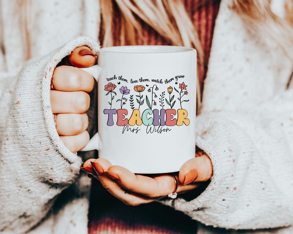 Custom Teacher Mug, Teacher Gift, Wildflower Teacher Mug, Teacher Week, Custom Teacher Name Mug, Back to School Gift, Thank You Gift Teacher