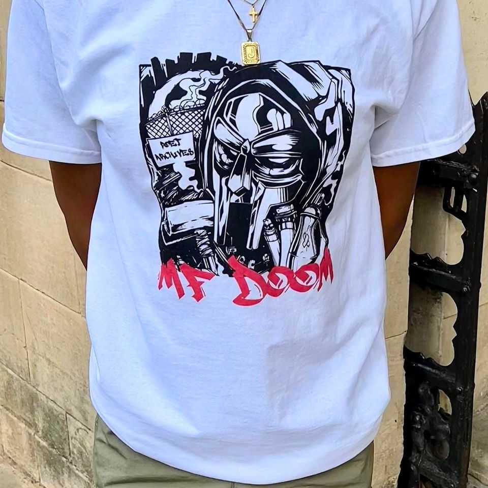 MF Dooom rapper hip hop T-Shirt from Poet Archives Streetwear Doomsday Madvillainy MM..FOOD Operation: Doomsday Abstract  East Coast tee