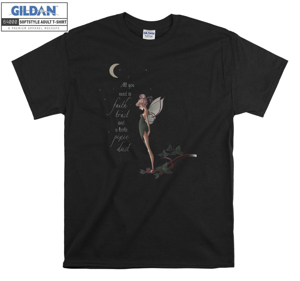 Peter Pan Tinker Bell Moon T-shirt  Unisex short sleeves heavy cotton multiple colors full sizes S-5XL, trending shirt