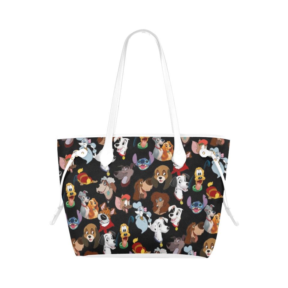 Disney Dogs Leather Tote Bag | Gift For Women | Gift For Teacher | Cartoon Leather