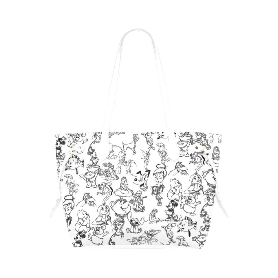 Disney Sketch Leather Tote Bag | Gift For Women | Gift For Teacher | Cartoon Leather