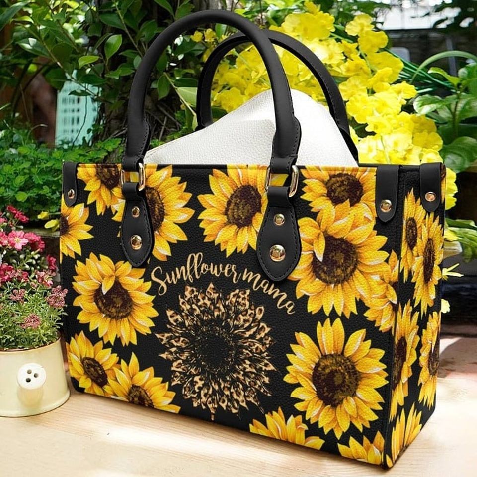 Sunflower Mama Vintage Handbag,Sunflower Leather Bag,Sunflower Purse, Hope handbag,Flower Leather Handbag,Crossbody Bag