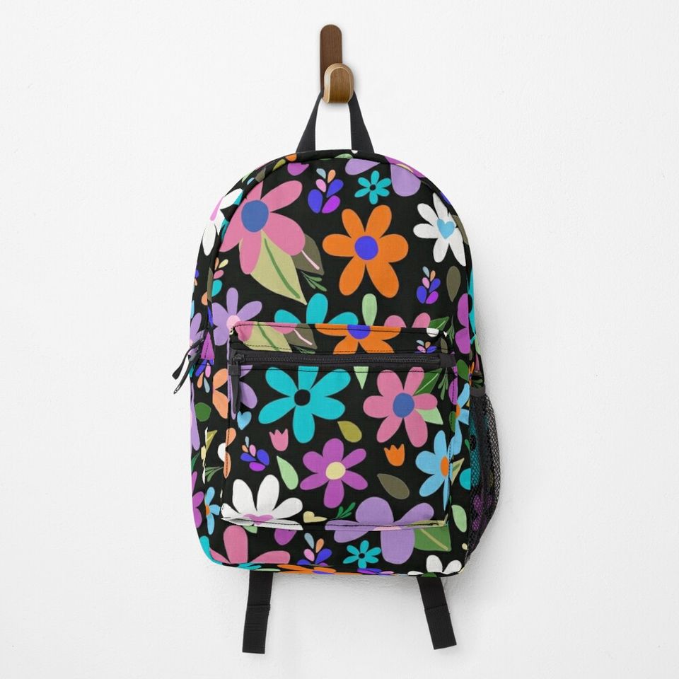 Pop Art Floral on Black  Backpack
