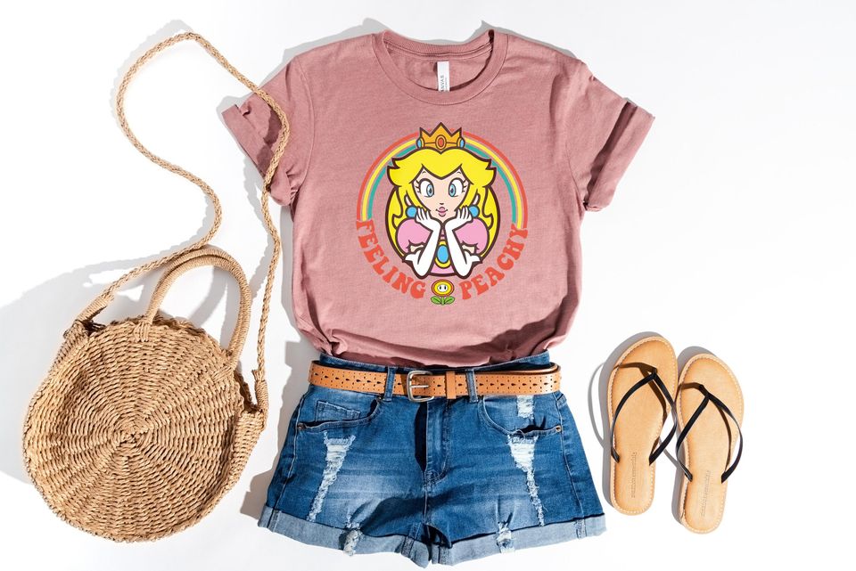Peaches Shirt, Cute Princess Peach Cotton Shirt, Comfortable Short Sleeve Sports Tee for Men, Women, Kids - Trending Street Fashion