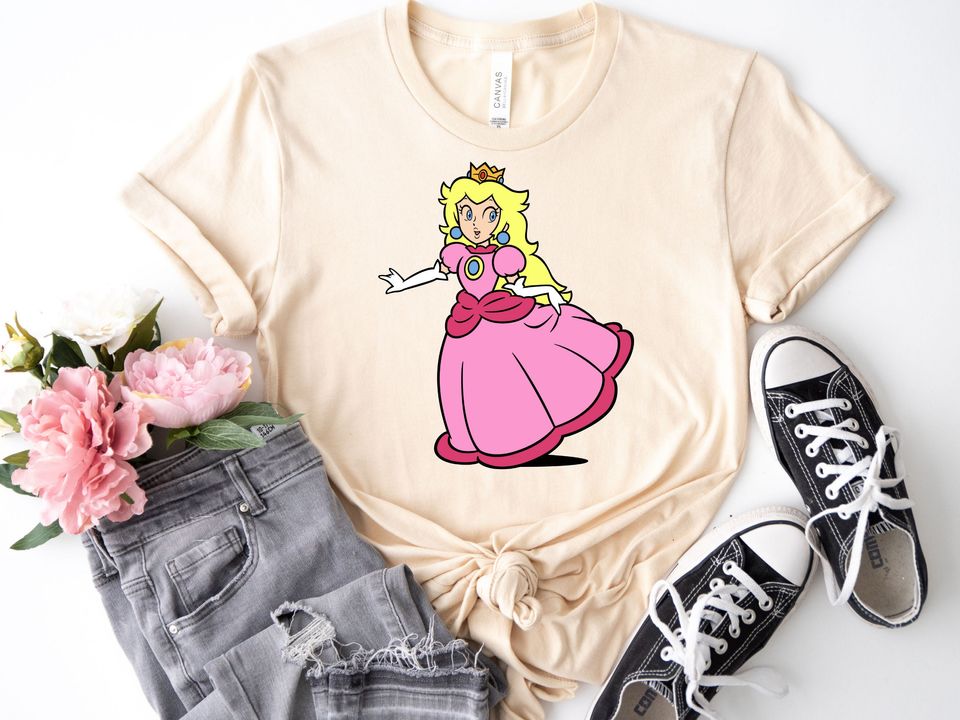Cute Super Mario Princess Peach T-shirt, Princess Peach Comfortable Short Sleeve Sports Tee for Men, Women, Kids - Trending Street Fashion