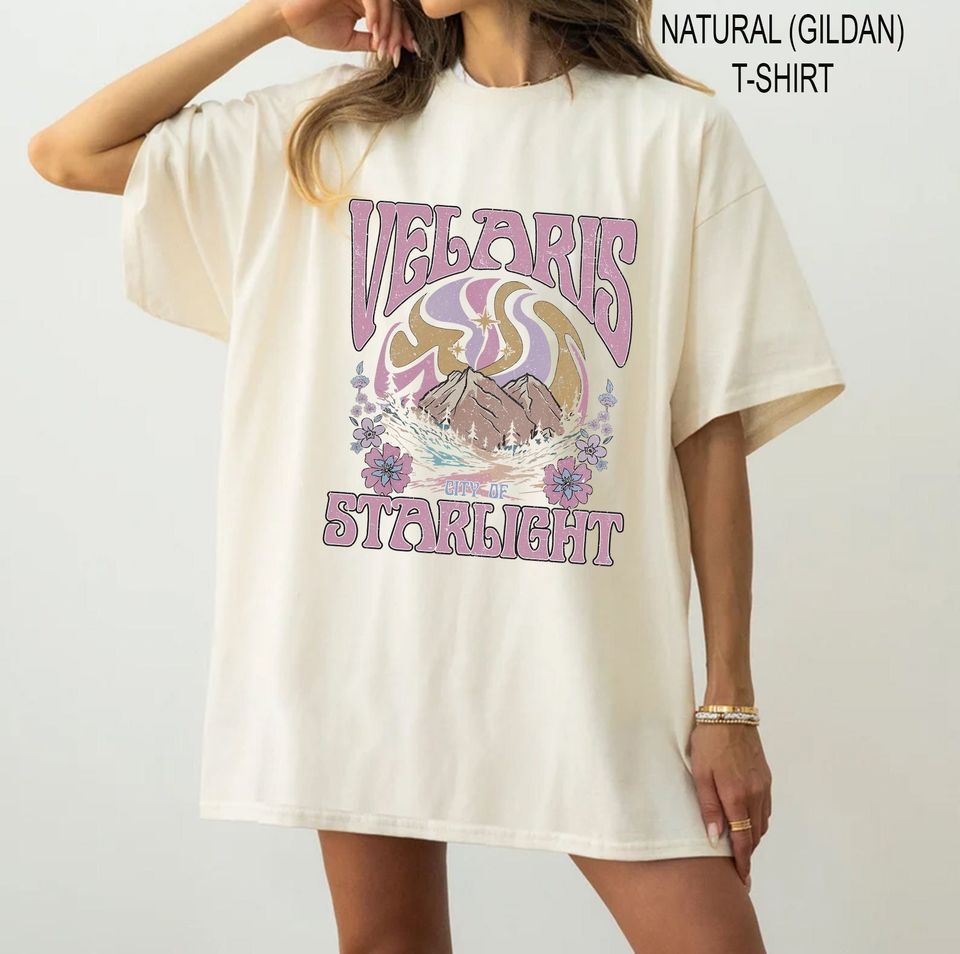 Velaris City Of Starlight vintage Cotton Tee, Graphic Tshirt for men, women, Unisex, Trending Casual Fashion