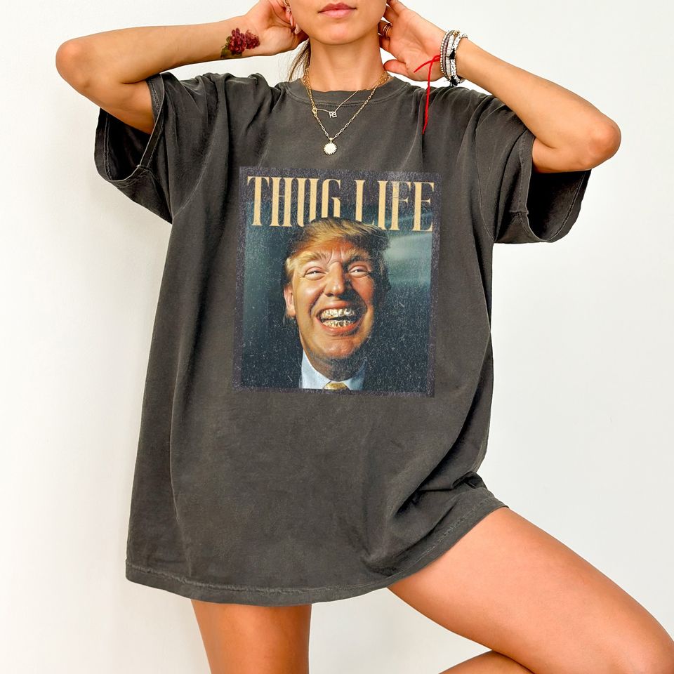 Donald Trump Thug Life Cotton Tee, Graphic Tshirt for men, women, Unisex, 2024 Election