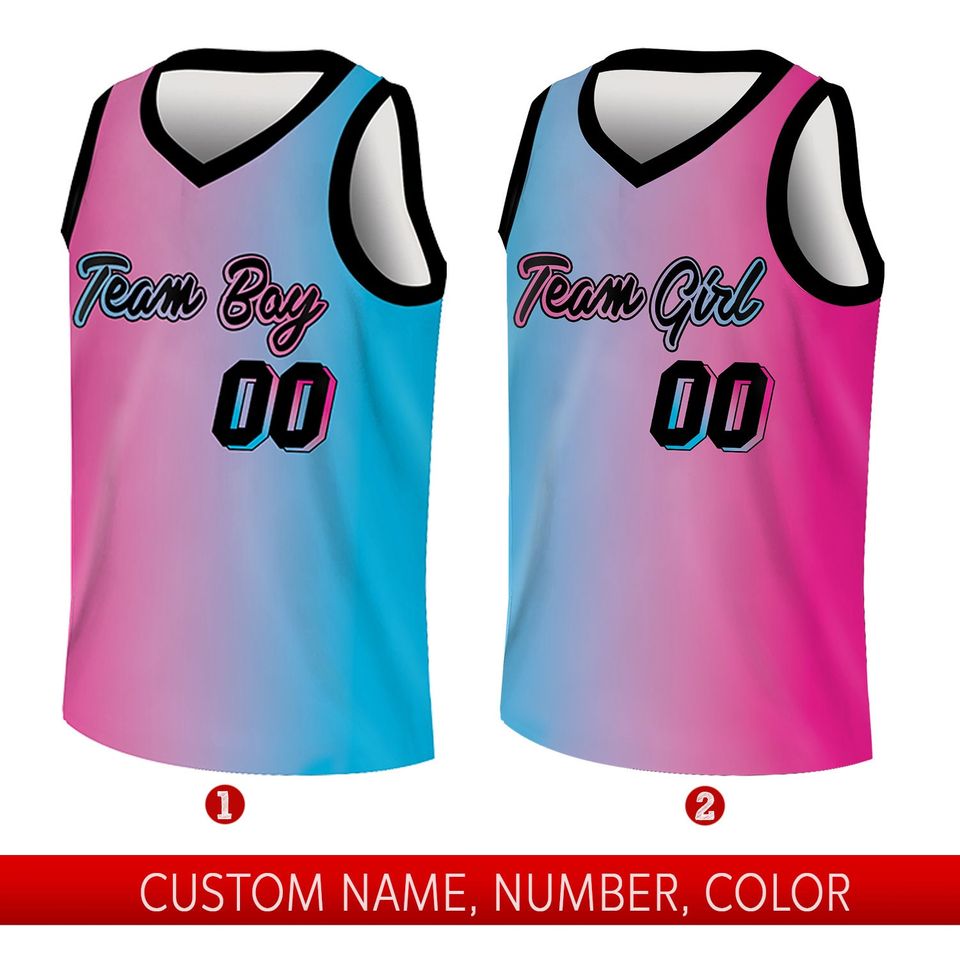 Custom Gender Reveal Jersey, Custom Name And Number Basketball Jersey Shirt, Team Boy Team Girl Jersey, Baby Reveal Jersey, Gift For Family