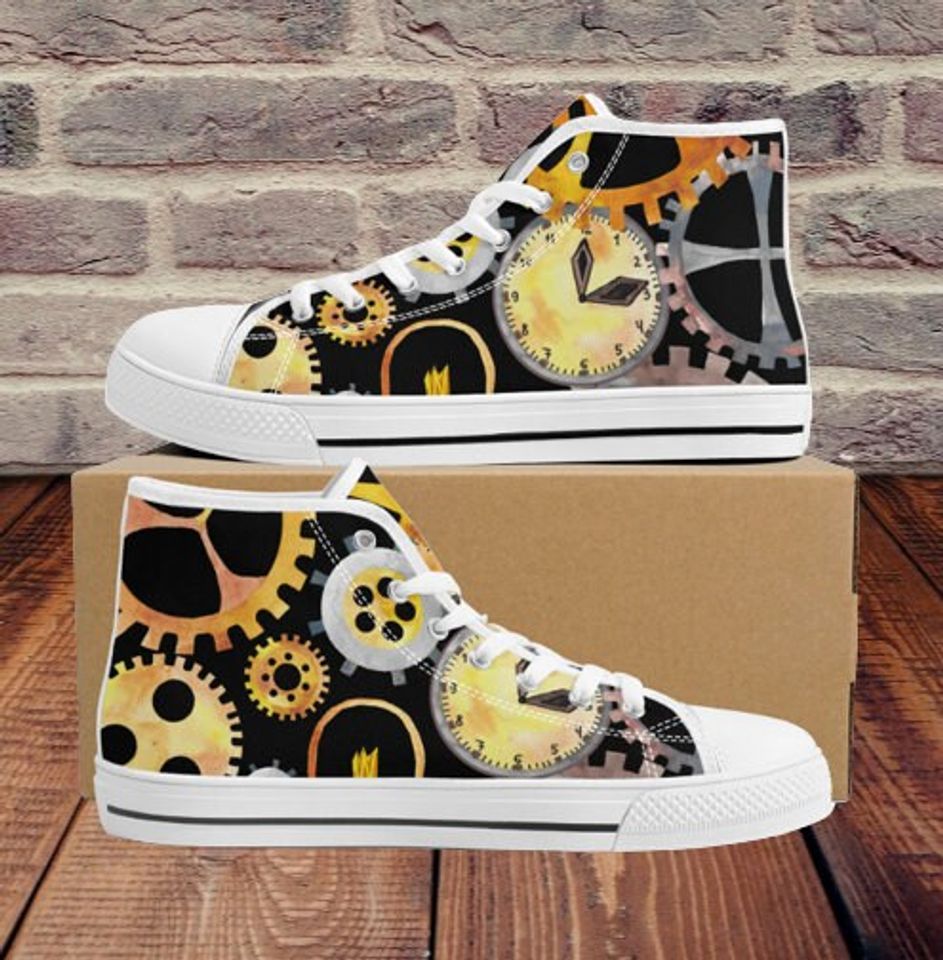 Steam Punk Canvas Sneakers | Converse Style | Steampunk High Tops | Womens Mens Shoes | Best Gift