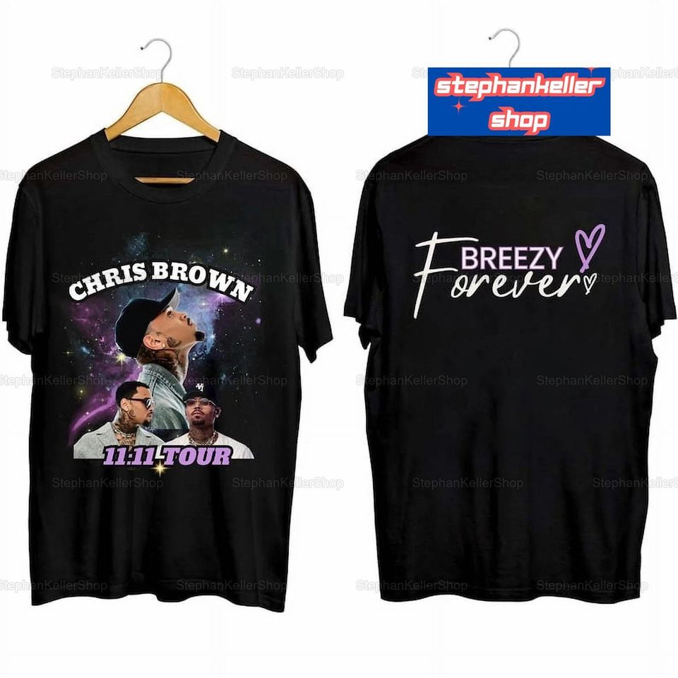 Retro Chris Brown Breezy Shirt, 11 11 Tour Music Concert 2024 Shirt, Chris Brown Merch, Breezy Forever Shirt, Music Tour Shirt, 2024 Tour Shirt