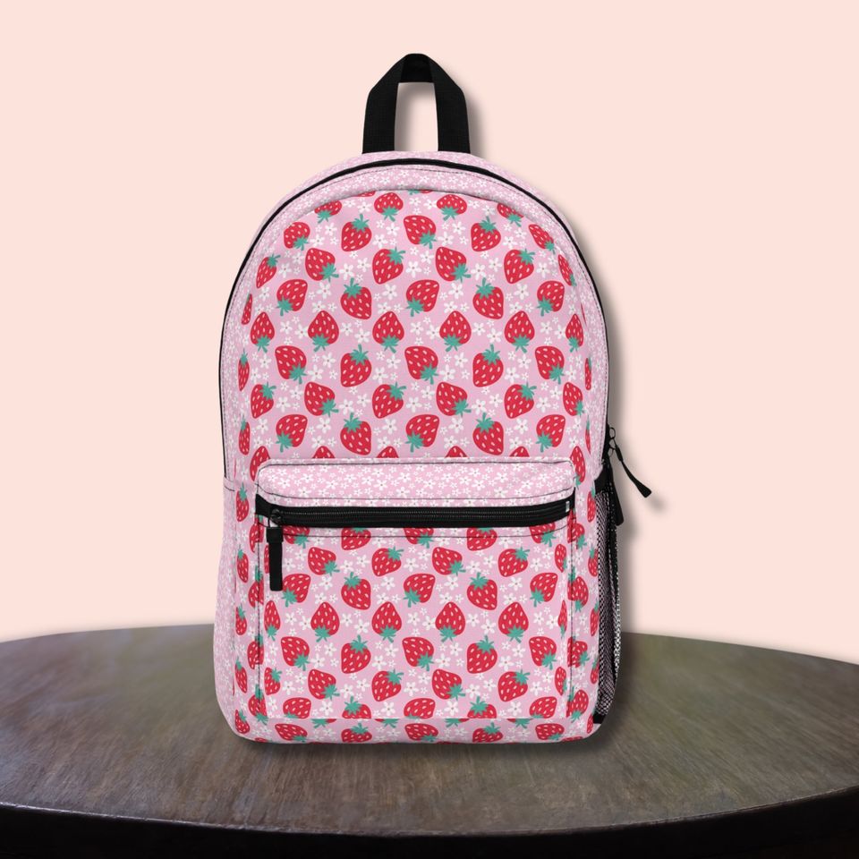 Strawberry Backpack ,back to school, strawberries bag , Pre-k Grad school, high school, fruit backpack