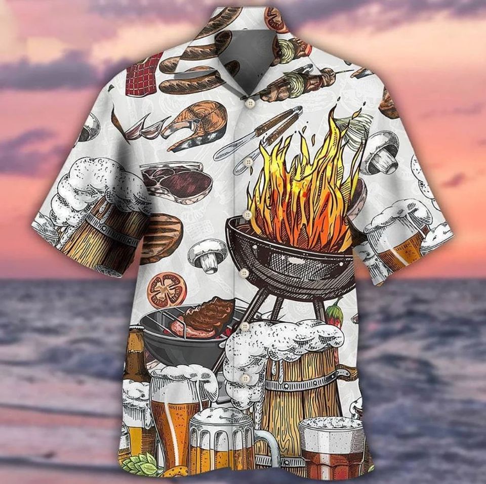 Bbq Grill And Drink Beer Hawaiian Shirt, Trendy Aloha, Beer Hawaiian Shirt, Trendy Hawaiian Shirt, Summer Hawaiian Shirt, Beach Shirt