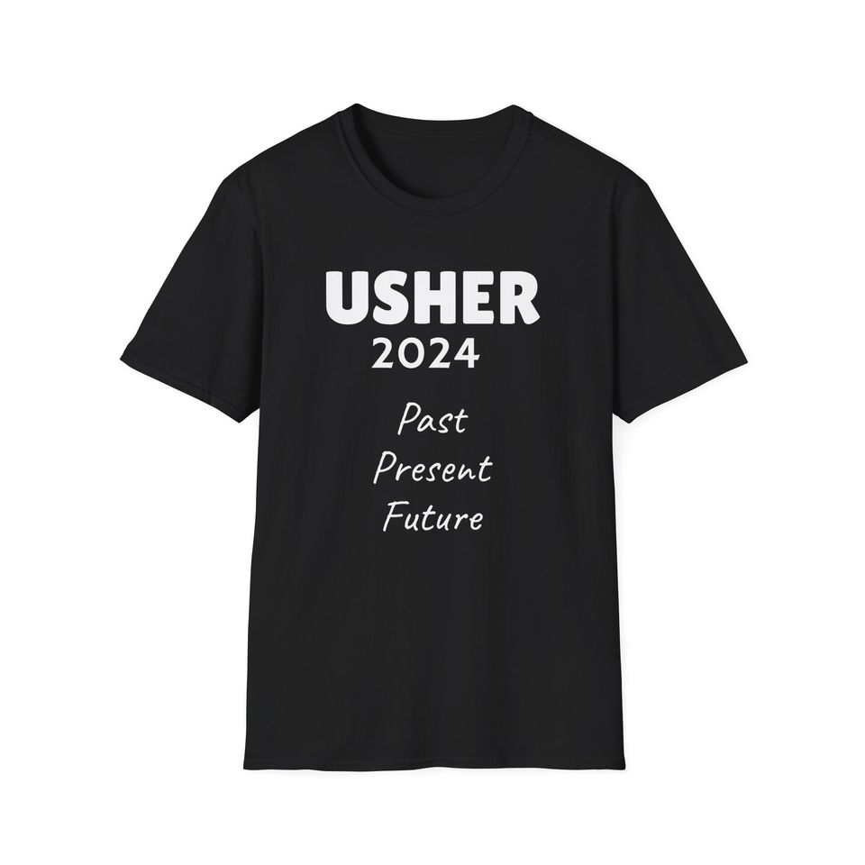 Usher 2024 Concert T-Shirt, Past Present Future Tour, Usher fan gift, Minimalistic Unisex short sleeves heavy cotton shirt, Multiple colors full size S-5XL