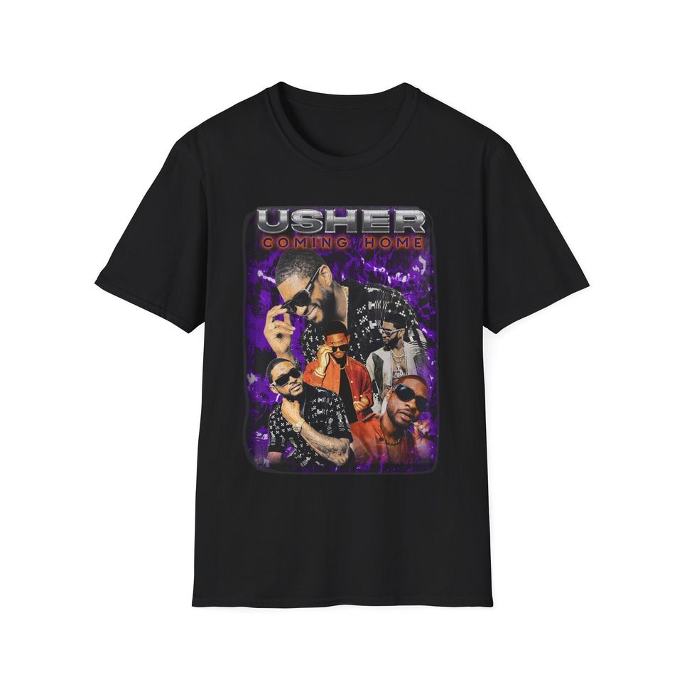 Usher Coming Home Tour Concert Tee Remix 2024 Usher fan gift, Minimalistic Unisex short sleeves heavy cotton shirt, Multiple colors full size S-5XL