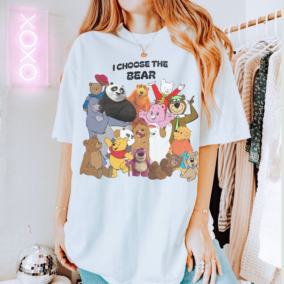I Choose the Bear T-Shirt - Nostalgic Cartoon Bear cotton tee, Graphic Tshirt for men, women, Unisex, Trending Gifts
