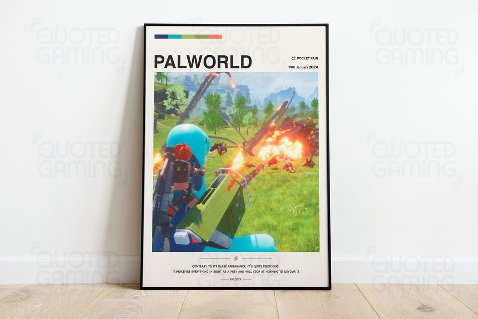 Palworld (2023) - Video Game Poster, Minimalist, Relaxasaurus, Home Decor, Wall Art, Videogame Quotes, Pocket Pair