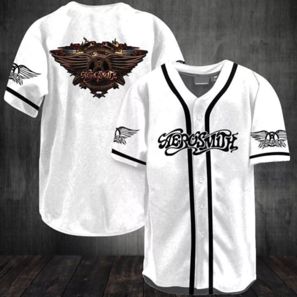 Aerosmith Rock Band Music Lover 3D Printed Baseball Jersey Shirt, Music Lover Baseball Jersey, Gift For Fan