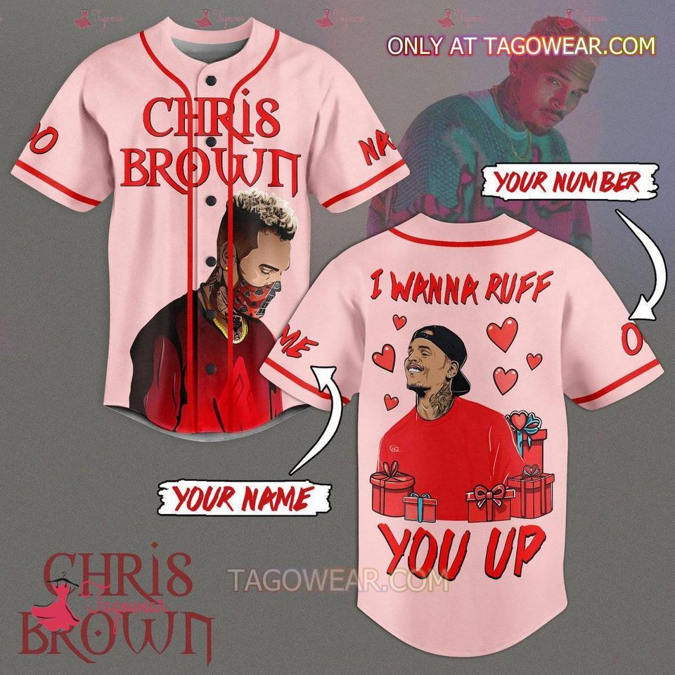 Personalized Chris Brown I Wanna Ruff You Up Valentine 3D Jersey Shirt, Summer Short Sleeve Button Shirt, Music Lover Shirt