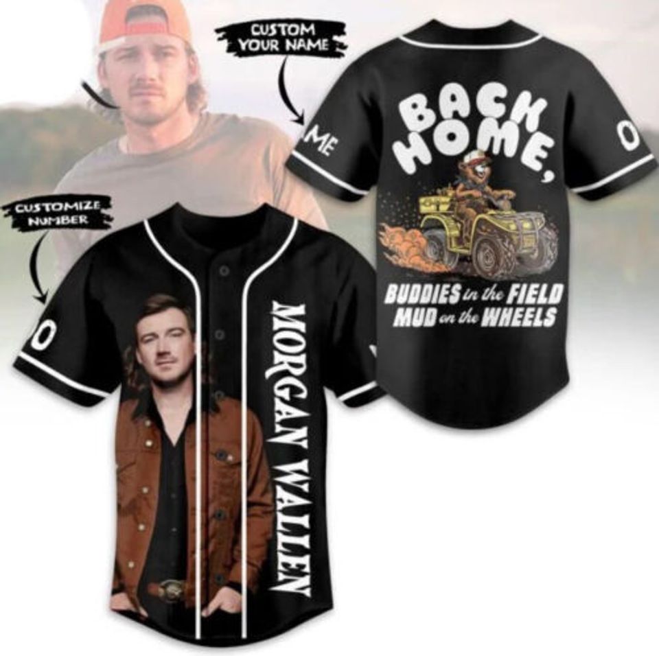 Personalized Wallen Baseball Jersey, Custom Name Country Music Jersey, Cowgirl B, Summer Short Sleeve Button Shirt, Music Lover Shirt