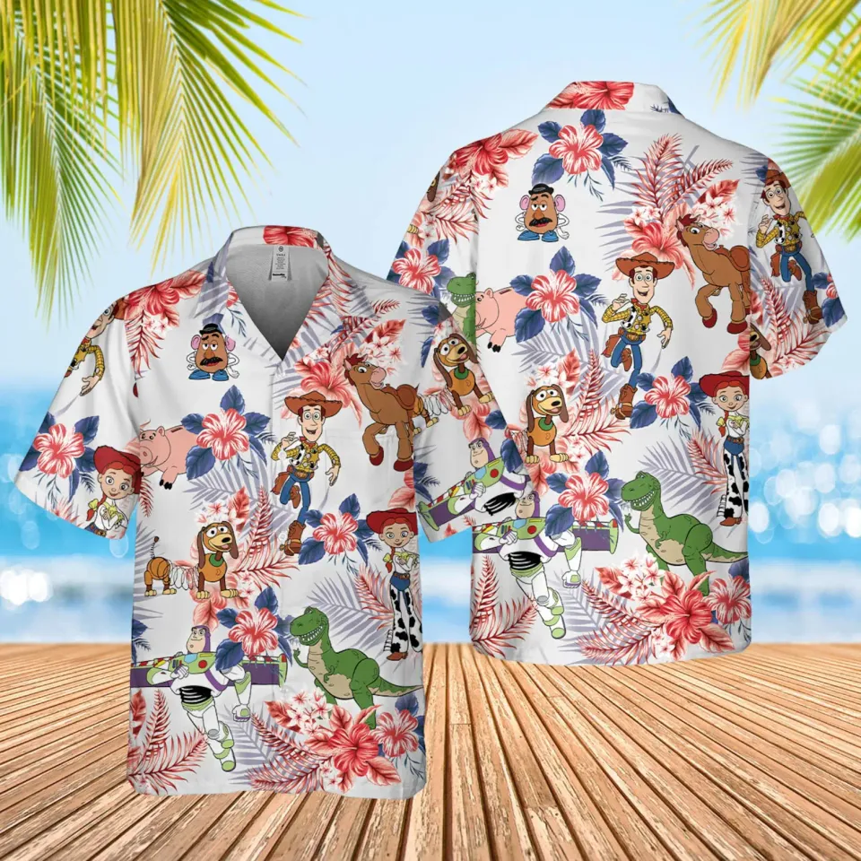 Toy Story Hawaiian Shirts, Fashion Men Women Button Up Short Sleeve Shirts, Disney Hawaiian Shirts Casual Beach Shirts Party Shirt