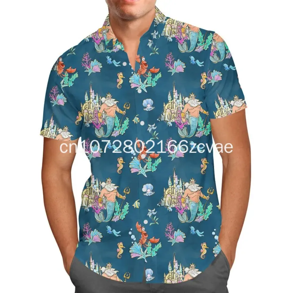 2024 New The Little Mermaid Hawaiian Shirt, Disney Ariel Princess Hawaiian Shirt, Men's Women's Vintage Button Short Sleeved Shirt