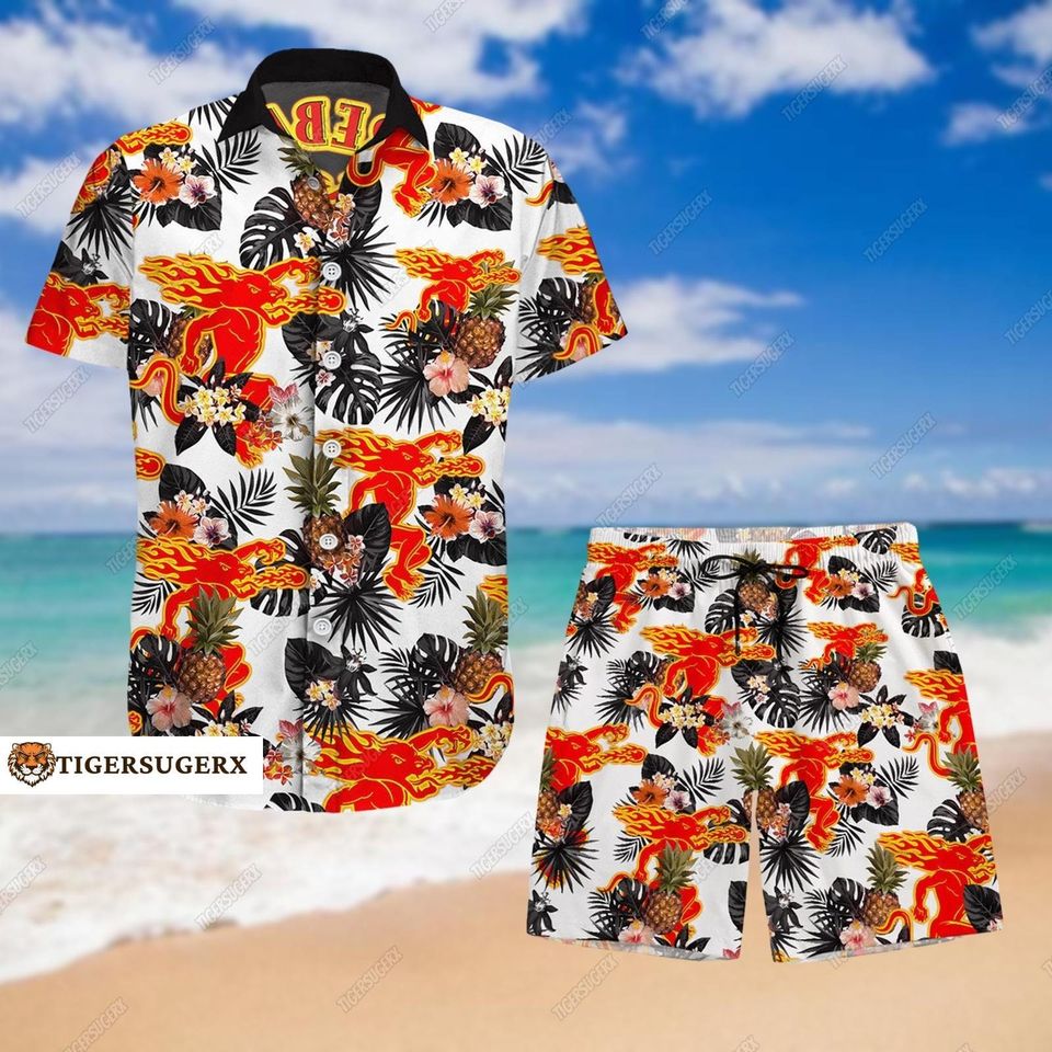 Fireball Button Shirt/Shorts, Fireball Hawaiian Shirt, Fireball Cinnamon Whisky Shorts, Fireball Whisky Beach Shorts, Summer Shirt
