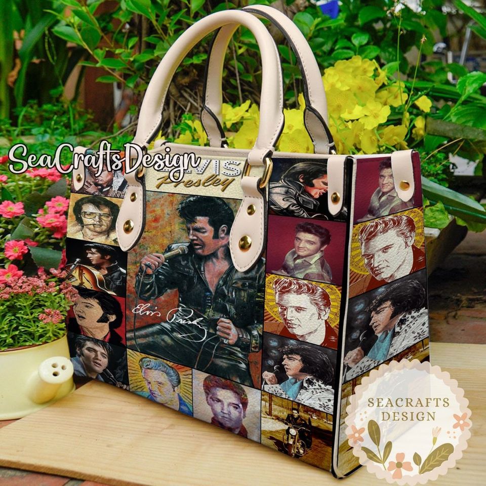 Elvis Presley Vintage Leather Handbag, Elvis Presley Leather Top Handle Bag, Shoulder Bag, Crossbody Bag, Shopping Bag