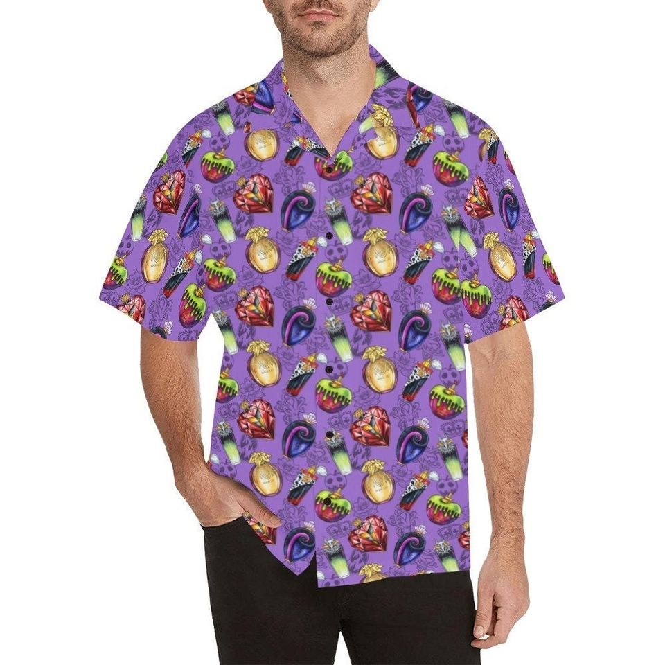 Villains Poison Perfume Hawaiian, Mens Short Sleeve Button Up Shirt, Hawaiian For Men, Women and Kids