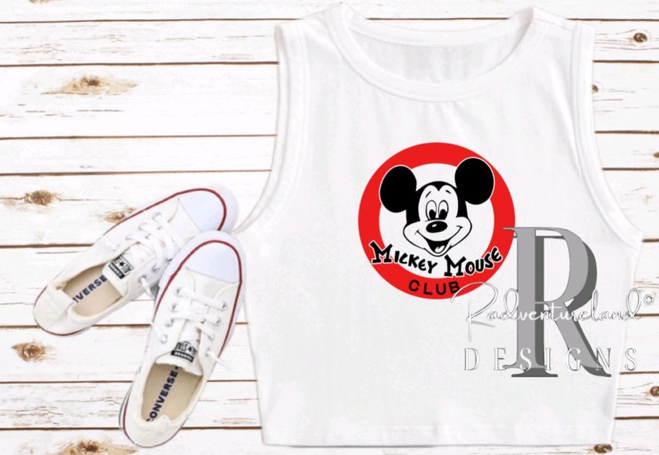 Original Mickey Mouse Club Crop Tank | Disney Women's Crop Tank Top | Fashion Shirt | Y2K Style | Summer Streetwear