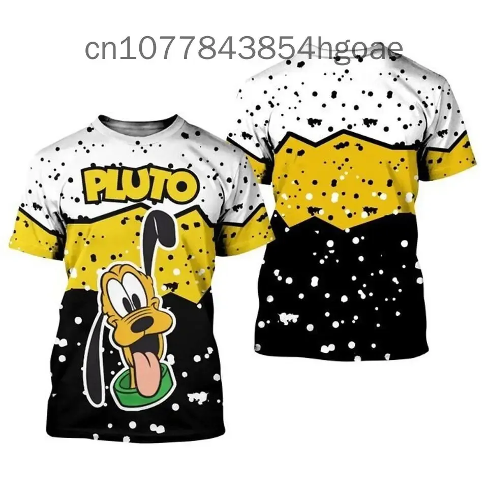2024 New Pluto Dog Cartoon T-shirt, Disney Men Women Short Sleeve, Casual Style 3D Print Summer Casual Streetwear Tee Tops