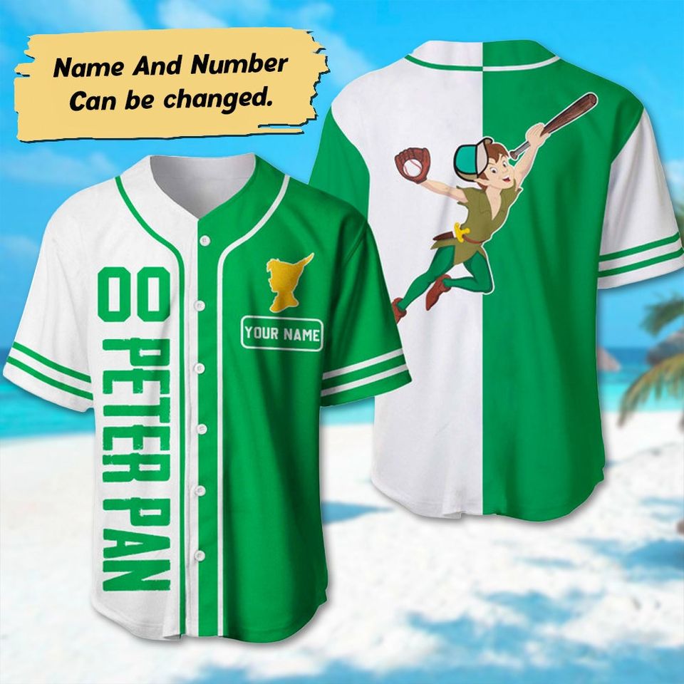 Personalized Peter Pan Baseball Jersey, Custom Peter Pan Basketball Team Jersey, Peter Pan 3D Printed Shirt, Kid Birthday Boy Gift