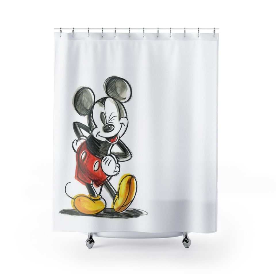 Mickey Mouse Shower Curtain, Disney's Mickey Mouse Shower Curtain, Disney Bathroom, Disney Decor, Mickey Shower Curtain