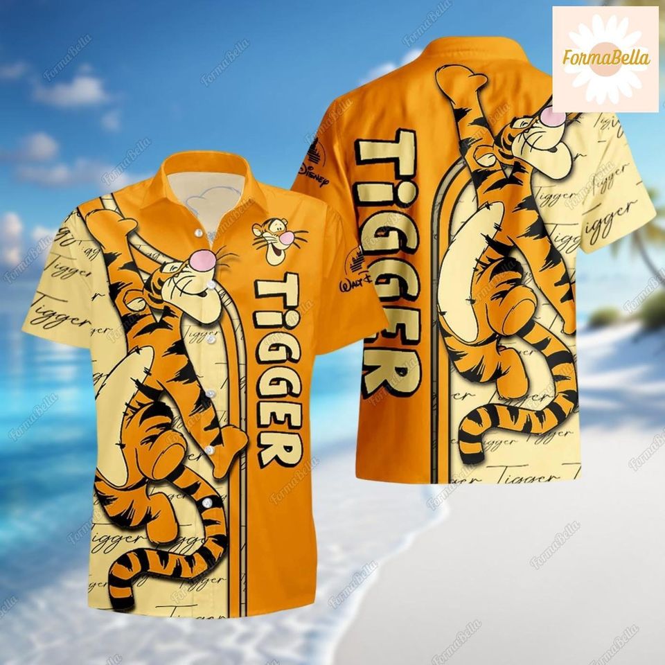 Tigger Hawaiian Shirt, Tigger Button Shirt, Winnie The Pooh Shirt, Summer Beach Shirt, Disney Vacation Shirt, Short Sleeve Shirt