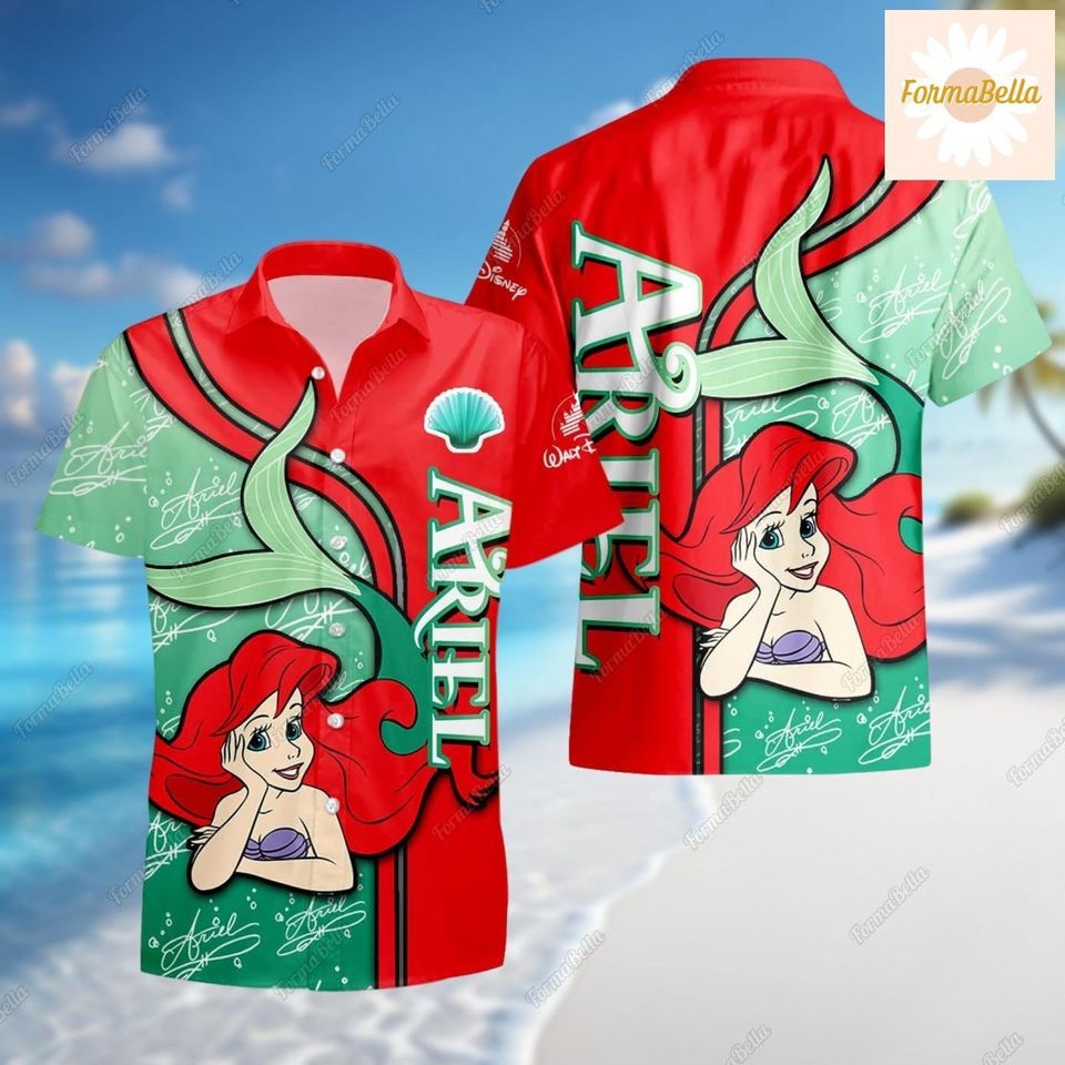 Ariel Hawaiian Shirt, Little Mermaid Shirt, Ariel Button Shirt, Ariel Mermaid Shirt, Disney Ariel Shirt, Summer Shirt, Vacation Shirt