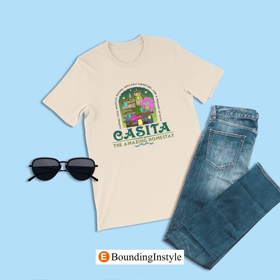 Encanto Shirt, Casita the Amazing Homestay, Casa Madrigal Shirt, Disney Shirt, Casual Cotton Summer Short Sleeved Shirt, Disney Men Clothing for Men, Women and Kids