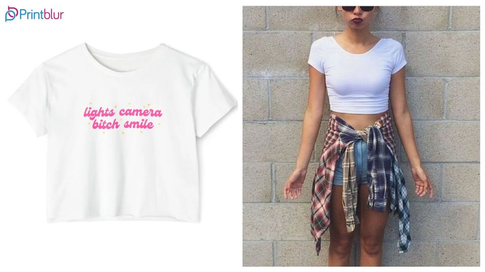 Girl tying a shirt around her waist - How to wear crop top with belly fat