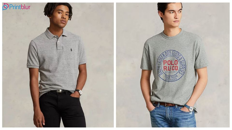 Men in grey polo t-shirt outfits
