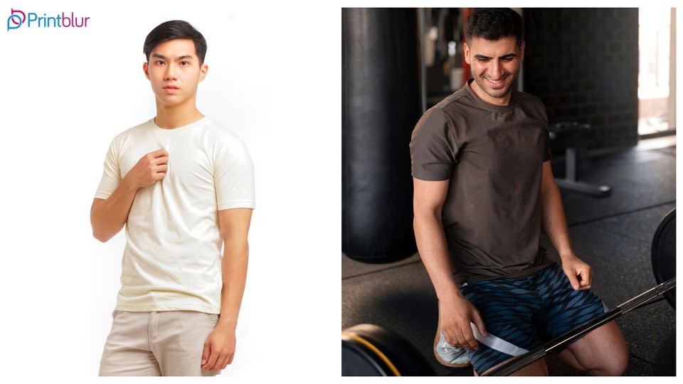 Men wearing t-shirts for different activities